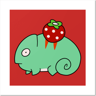 Strawberry Chameleon Posters and Art